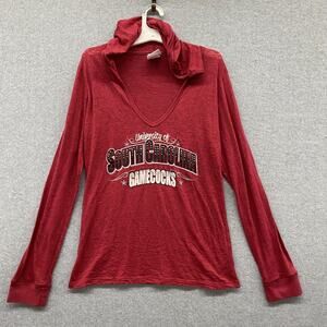 South Carolina Gamecocks Shirt Womens Large Hooded Long Sleeve College V Neck